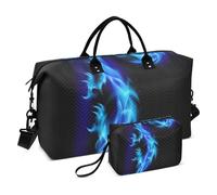 Large Travel Duffle Bag,Blue Abstract Dragon Weekender Travel Bag for Women Men Luggage Bag with Trolley Sleeve,Airplane Travel Essentials for Flying