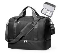 Large Travel Duffle Bag,Carry on Overnight Weekend Bag with Shoes Compartment,Weekender Bags for Women for Travel Business Trips Sport Hospital, Black, S