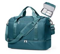 Large Travel Duffle Bag,Carry on Overnight Weekend Bag with Shoes Compartment,Weekender Bags for Women for Travel Business Trips Sport Hospital, Peacock Blue, S