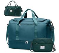 Large Travel Duffle Bag,Carry on Overnight Weekend Bag with Shoes Compartment,Weekender Bags for Women for Travel Business Trips Sport Hospital, Y-Peacock Blue-3Pcs-4062, XL