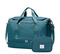 Large Travel Duffle Bag,Carry on Overnight Weekend Bag with Shoes Compartment,Weekender Bags for Women for Travel Business Trips Sport Hospital, Peacock Blue with Toiletry Bag, XL, Modern Practical