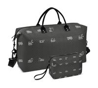 Large Travel Duffle Bag,Construction Vehicles Weekender Travel Bag for Women Men Luggage Bag with Trolley Sleeve,Airplane Travel Essentials for Flying