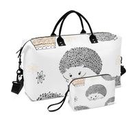 Large Travel Duffle Bag,Cute Watercolor Hedgehogs Weekender Travel Bag for Women Men Luggage Bag with Trolley Sleeve,Airplane Travel Essentials for Flying