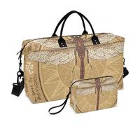 Large Travel Duffle Bag,Dragonfly with Circle Weekender Travel Bag for Women Men Luggage Bag with Trolley Sleeve,Airplane Travel Essentials for Flying