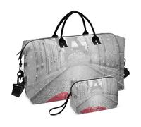 Large Travel Duffle Bag,Eiffel Tower View from The Street of Paris Weekender Travel Bag for Women Men Luggage Bag with Trolley Sleeve,Airplane Travel Essentials for Flying
