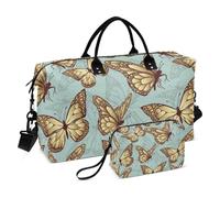 Large Travel Duffle Bag,Golden Butterfly Weekender Travel Bag for Women Men Luggage Bag with Trolley Sleeve,Airplane Travel Essentials for Flying