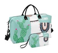 Large Travel Duffle Bag,Llama Animal Near Cactus Weekender Travel Bag for Women Men Luggage Bag with Trolley Sleeve,Airplane Travel Essentials for Flying