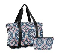 Large Travel houlder Weekender Overnight gym bag port Carry with Adjutable trap for port 2 Pc et, Moroccan Style Floral Patterns