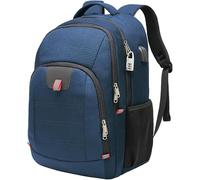 Large Travel Laptop Backpack, Fashion Anti-Theft Water Resistant Business Bag with USB Charging Port Fits 17 Inch Laptop, Blue
