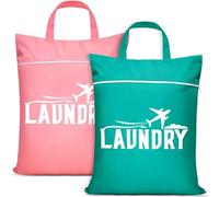 Large Travel Laundry Bags,2 Pcs Travel Laundry Bag with Handle,Laundry Bag Travels with Zip,Laundrys Bag, Dirty Laundry, Waterproof Laundrys Bag,Laundry Bags for Travels,Swimming,Yoga (Bluepink)