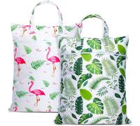Large Travel Laundry Bags,2 Pcs Travel Laundry Bag with Handle,Laundry Bag Travels with Zip,Laundrys Bag, Dirty Laundry, Waterproof Laundrys Bag,Laundry Bags for Travels,Swimming,Yoga (Leavesflamingo)