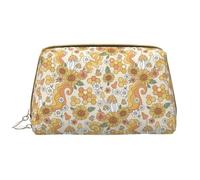 Large Travel Makeup Bag - Retro 70s 60s Flower Pvc Leather Portable Cosmetic Bags for Women with Zipper, Skincare Bag Makeup Pouch Toiletry Bag for Women