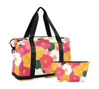 Large Travel Overnight gym bag Carry on duffel bag with Adjutable trap for Travel 2 Pc et, beauty spring flowers colorful