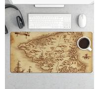 Large Treasure Map Vintage Desk Mat 24x12 Inch Waterproof Non-Slip Rubber Desk Pad for Office Home Gaming Remote Work Foldable Portable Mousepad for Keyboard Laptop Desktop Accessories