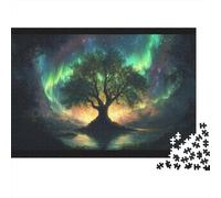 Large Tree Jigsaw Puzzles Puzzle for Adults Kids. 1000 Piece Aurora Big Trees Whimsical Challenge Toy Educational Game Home Decoration for Educational Games Gifts 1000pcs (75x50cm)
