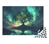 Large Tree Jigsaw Puzzles Puzzle for Adults Kids. 1000 Piece Aurora Big Trees Whimsical Challenge Toy Educational Game Home Decoration for Educational Games Gifts 1000pcs (75x50cm)