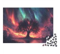 Large Tree Jigsaw Puzzles Puzzle for Adults Kids. 1000 Pieces Aurora Big Trees Impossible Challenge Toy Educational Games Home Decoration for Adults& Kids Age 14 Years Up 1000pcs (75x50cm)