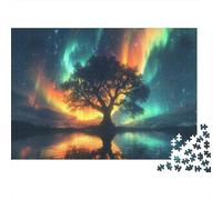 Large Tree Jigsaw Puzzles Puzzle for Adults Kids. 1000 Pieces Aurora Big Trees Whimsical Challenge Toy Educational Game Home Decoration for Educational Games Gifts 1000pcs (75x50cm)