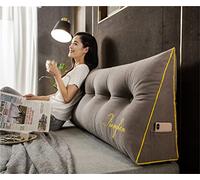 Large Triangular Headboard Reading Pillow for Adults Bed Rest Pillow Bolster Cushion Backrest Wedge Pillow for daybed with Removable Cover,Brown,Twin/39x7.8x20