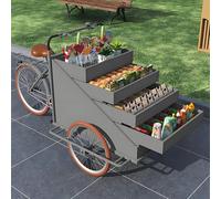 Large Tricycle Vending CartFlower Cart with Front Loading Pedal Assist Food Bike 3 Wheel Cargo Tricycle Mobile Food Truck for Weddings & FairsOpen Body Design in Grey