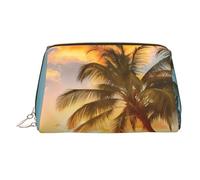 Large Tropical Beach Palm Tree Sunset Printed Cosmetic Bag Portable Cosmetic Storage Bag Suitable for Travel and Business Trips