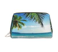Large Tropical Palm Tree Hawaii Beach Printed Cosmetic Bag Portable Cosmetic Storage Bag Suitable for Travel and Business Trips