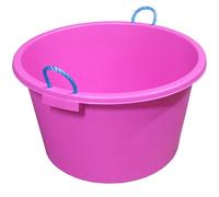 Large Tub with Rope Handles Plaster Mixing Cement Muck Water Storage Bucket Stable Storage Tub - 70L (Pink)