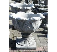 LARGE TULIP VASE PAIR - HAND CAST STONE GARDEN ORNAMENT/FLOWER PLANTER/URN