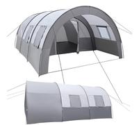 Large Tunnel Tent for 6 People, Camping Tent with Mosquito Proof Windows, Portable Carry Bag, for Camping Beach Garden Driving and Outdoors, Rain-repellent Index 1500mm, Grey