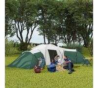 Outsunny Large Camping Tent with 3 Bedroom, Living Area and Porch for 6-9 Man