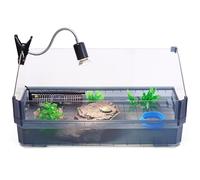 Large Turtle Tank Kit for Aquatic Turtles - Complete Starter Habitat with Filter, UVB Lamp, Basking Platform, Plants, Feeding Ring - Turtle Aquarium Kit (Black)