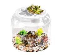 Large Turtle Tank Kit | Turtle Tank Starter Kit | Turtle Tank Habitat Kit | Feeding Table, Removable Top Cover with Hollow Plant Basket and Effective Food Management