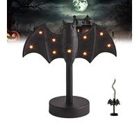 Large Twinkle Bat Candlestick, Halloween Candle Stick Holder with LED Twinkle Lights, Spooky Twinkle Bat Design for Home Party Dinner Tables Kitchens and Mantels