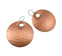 Large Two Tone 925 Silver and Hammered Copper Dangling Earrings