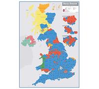 Large UK Parliamentary Constituency Boundary Wall Map (December 2019 results) (Laminated)