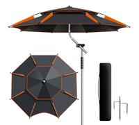 Large Umbrella 260/240/220cm Windproof Fishing Umbrella with UV Protection 50+ Tilted Tip Design Ideal for Travel Camping and Hiking 2.2m