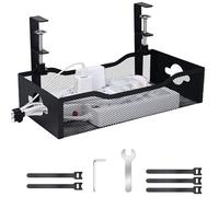 Large Under Desk Cable Management Tray - Heavy Duty Metal Cord Organizer with No Drill Installation for Office & Home Office Desks to Hide Wires & Power Strips