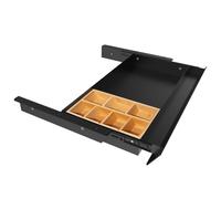 Large Under Desk Mounted Sliding Drawer with Bamboo Tray and 60 Degree Tilt Panel to Pull Out, 22'' Long & 13'' deep Large Storage Organizer for Sit Stand Workstation