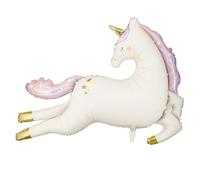 Large Unicorn Balloon 44.5x32.7 Inch PartyDeco, Party Decoration for Girl Flying White Purple Pink Unicorn Theme Party Decorations, Matte Foil Balloons for Baby Girl Birthday Pastel Colors