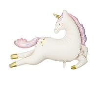 Large Unicorn Balloon 44.5x32.7 Inch PartyDeco, Party Decoration for Girl Flying White Purple Pink Unicorn Theme Party Decorations, Matte Foil Balloons for Baby Girl Birthday Pastel Colors
