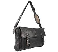 Large Unisex Genuine Leather Satchel (Black)