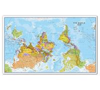 Large Upside Down World Wall Map Political (Canvas)