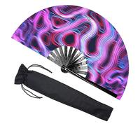 Large UV Glow Fan Rave Fan Folding Hand Fan for Women/Men,Rave Hand Fan Festival Fan Folding Fan Handheld Fan Dance Fan for EDM,Music,Festival,Club,Freaky,Party,Dance,Performance,Decoration,Gift
