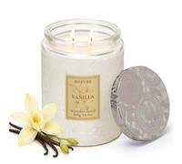 Large Vanilla Scented Candle 410g, Up to 100 Hours Long Burn Time, Hand-Poured Natural Soy Wax Candle with Double Cotton Wicks, Long Lasting Home Fragrance Candle Gift for Women