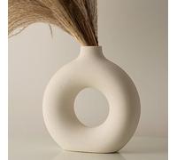 Large Vase For Dried Pampas Grass, Aesthetic Living Room Bedroom Decor, Dining Table Decorations, Boho Home, White Large Round Vase Shelf Ornaments