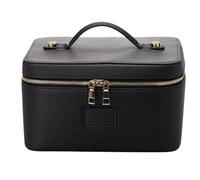 Large Vegan Leather Makeup Bag - Adjustable and Removable compartments, Waterproof Lining, Perfect for Makeup, Cosmetic Cases, Travel, and Professional toiletries (20×12×15cm) 2 Items