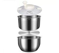 Large Vegetable Washer Salad Spinner - Stainless Steel 6L Bowl for Easy Cleaning and Drying of Fruit, Pasta, and Fries - Convenient Kitchen Tool