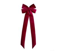Large Velvet Christmas Bow 117x40cm Red Extra-Long Tails for Tree or Window | Made from polyester for durability Suitable for decorating trees for windows doorways Adds festive classic charm
