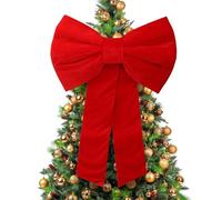 Large Velvet Christmas Bow 80×120 cm - Red Festive Decorative Bow for Tree Topper, Front Door, Wreath & Stair Display | Luxury Reusable Xmas Decoration