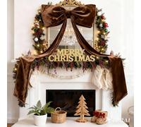 Large Velvet Christmas Bows 6FT - Rustic Crafts Bow for Tree Topper, Wreath, Front Door, Porch, Mantle, Wedding Party Decor - Indoor Outdoor Xmas Ornaments (Coffee)